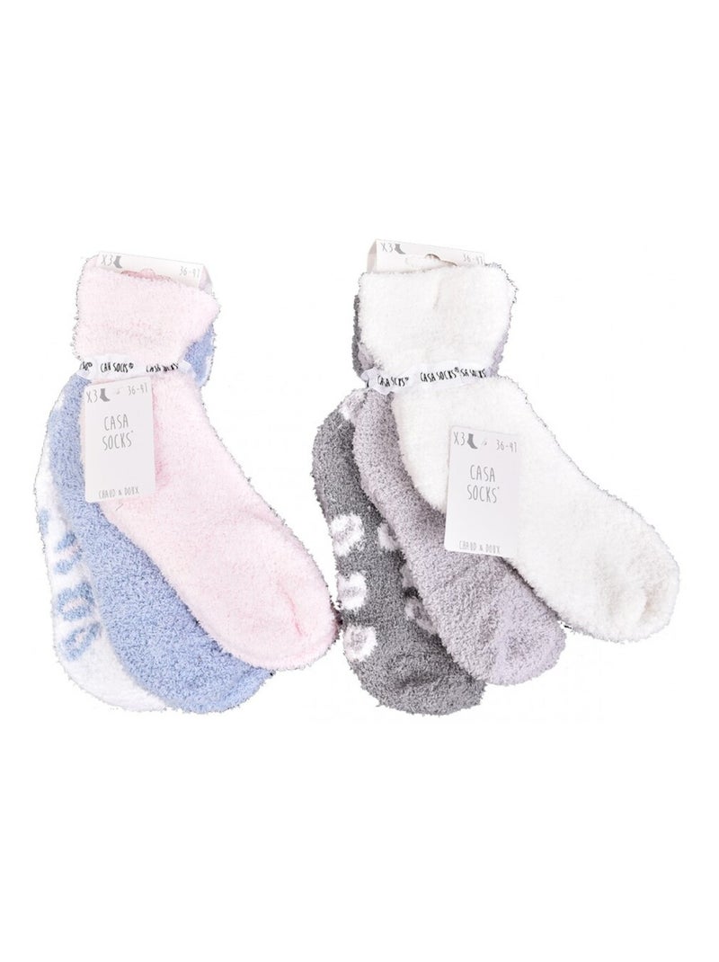 Chaussettes pour Femme Casa Socks Toucher Doux - Pack de 6 Bleu Blanc Gris - Kiabi