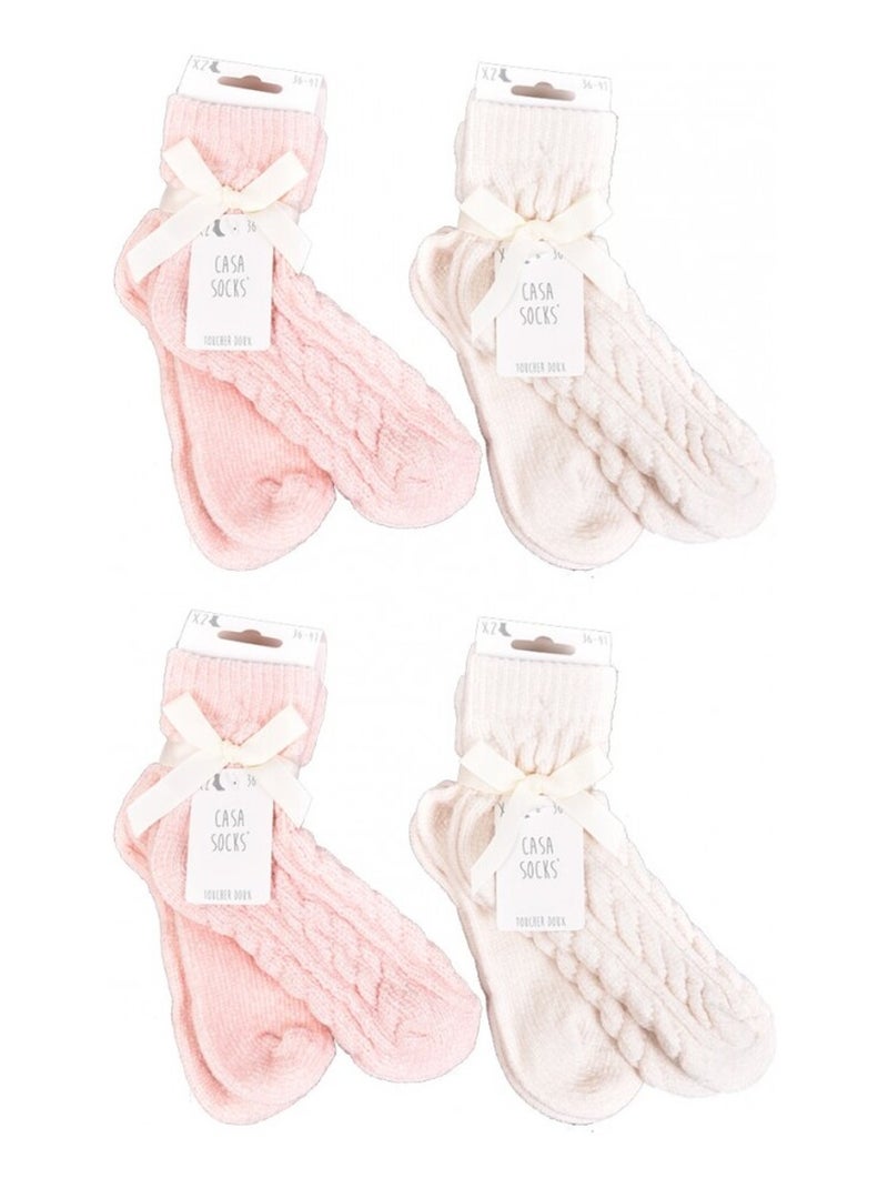 Chaussettes pour Femme Casa Socks Toucher Doux - Pack de 8 Beige/Rose - Kiabi
