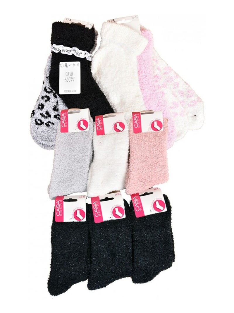 Chaussettes pour Femme Casa Socks Toucher Doux - Pack de 9 Noir Multicolore Gris - Kiabi