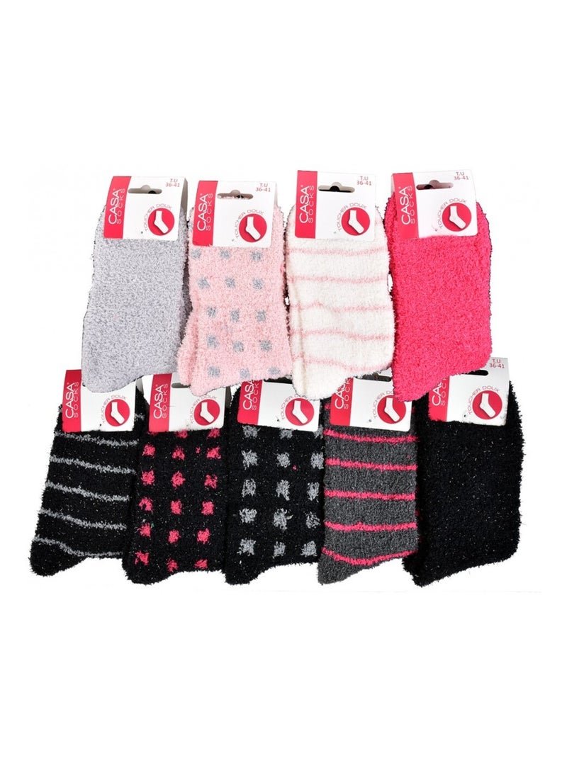 Chaussettes pour Femme Casa Socks Toucher Doux - Pack de 9 Noir Multicolore Noir - Kiabi