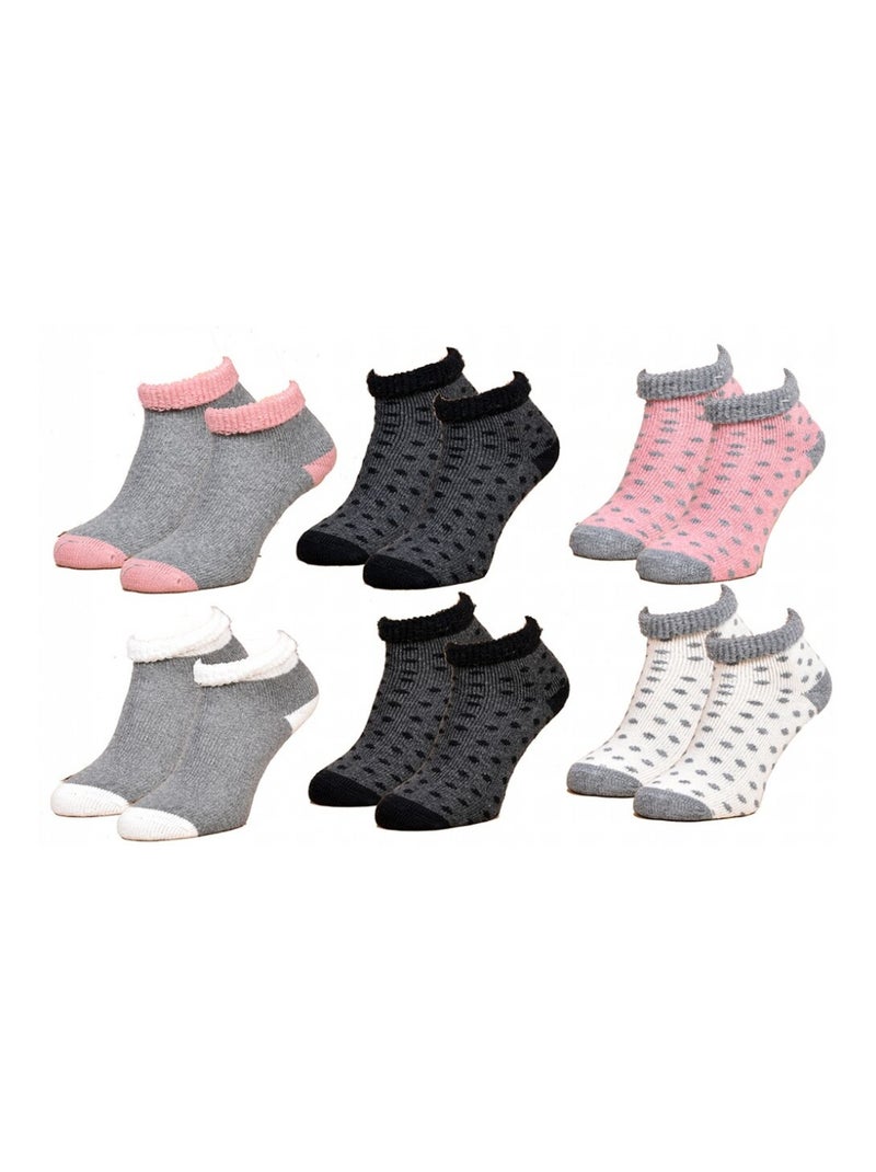 Chaussettes pour Femme Mi Saison Chaleur et Confort - Pack de 6 Noir Rose Gris - Kiabi