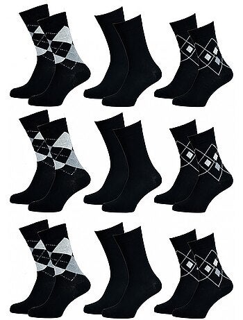 Chaussettes pour Homme en Coton Majoritaire Confort et fantaisie - Pack de 9