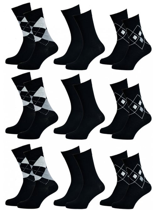 Chaussettes pour Homme en Coton Majoritaire Confort et fantaisie - Pack de 9 - Kiabi