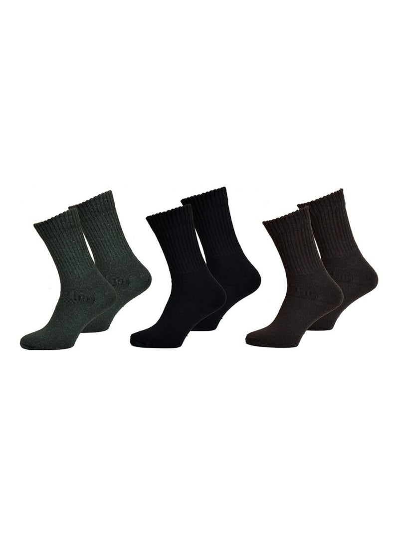 Chaussettes pour Homme Mi Saison Chaleur et Confort - Pack de 3 Noir Marron - Kiabi
