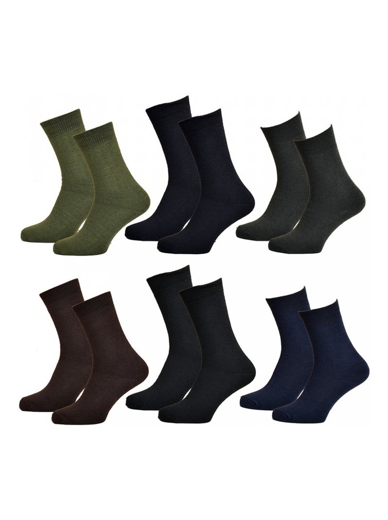 Chaussettes pour Homme Mi Saison Chaleur et Confort - Pack de 6 Noir Marron Bleu - Kiabi