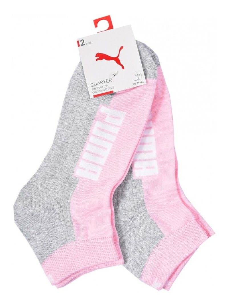 Chaussettes PUMA QUARTER - Pack de 6 Noir Rose Blanc - Kiabi