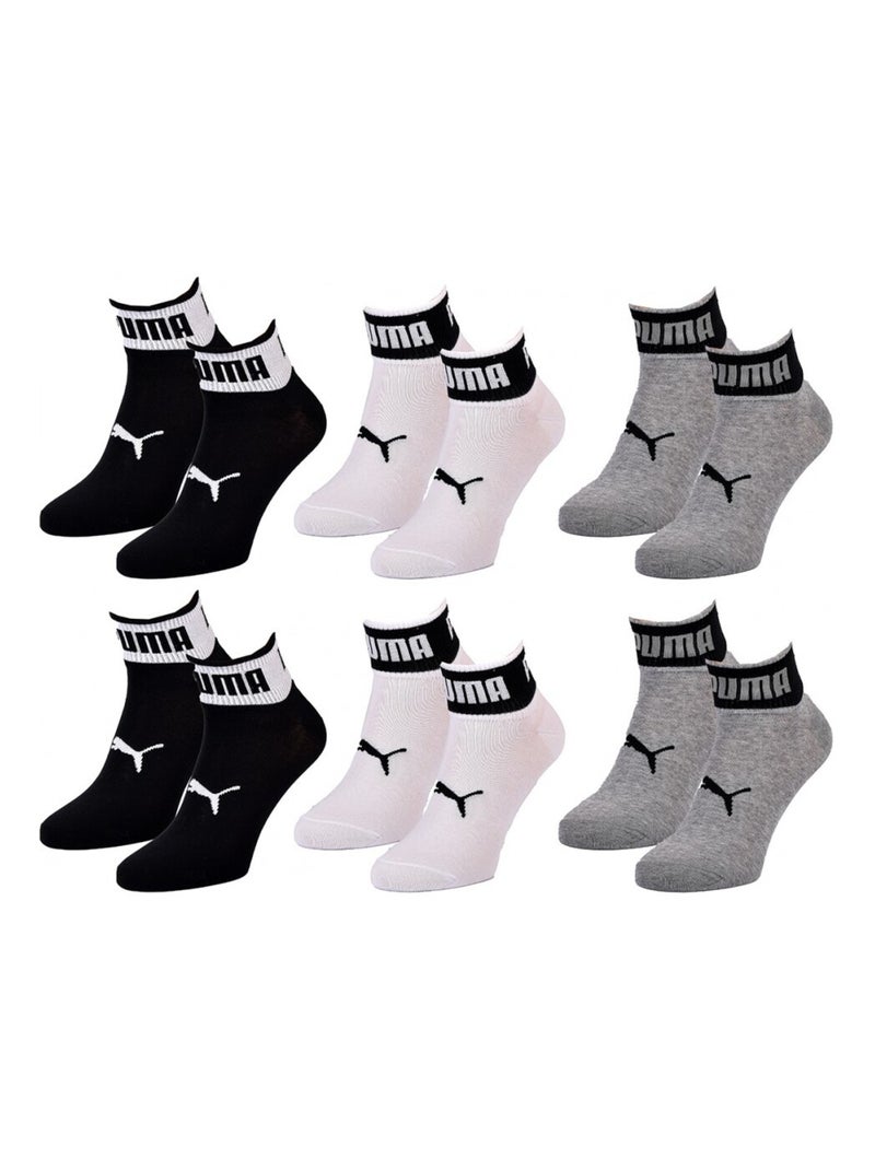 Chaussettes QUARTER PUMA - Pack de 6 Noir Blanc Gris - Kiabi