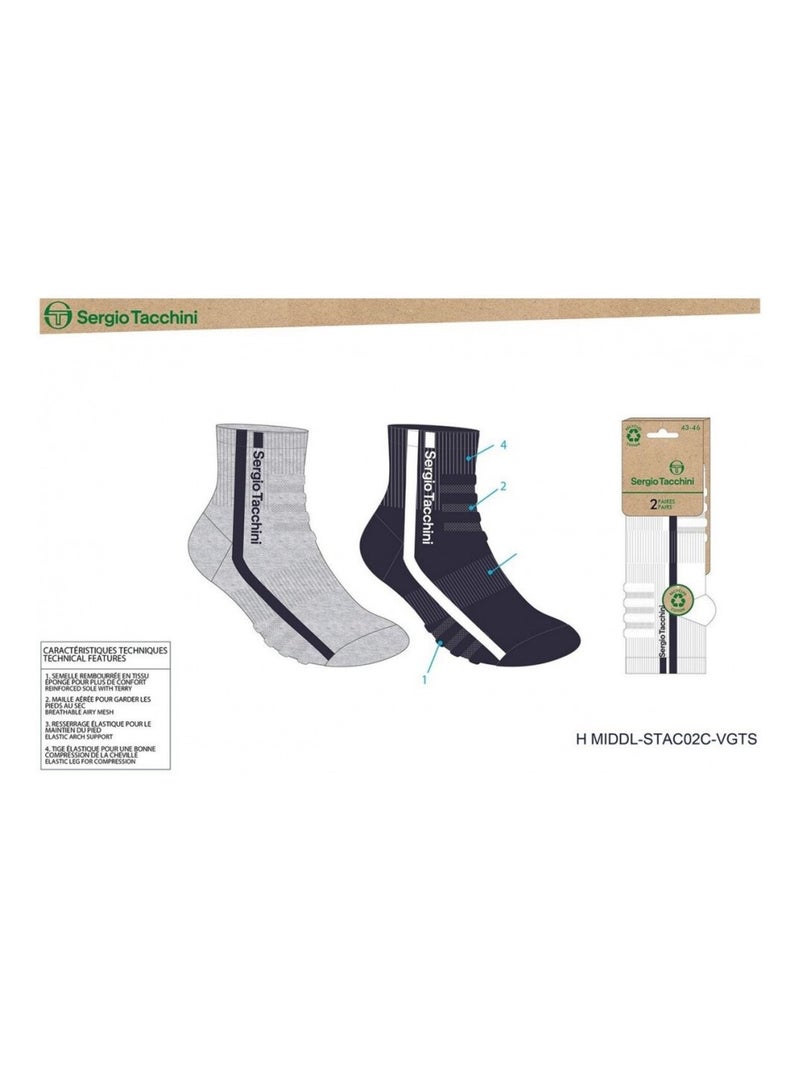 Chaussettes QUARTER SERGIO TACCHINI Lot de 4 Paires Multicolore - Kiabi