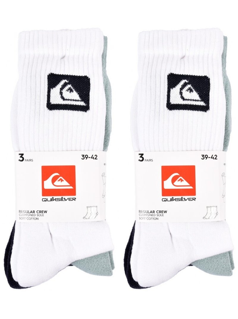 Chaussettes QUIKSILVER CUSHIONED CREW - Pack de 6 Blanc Noir Bleu - Kiabi