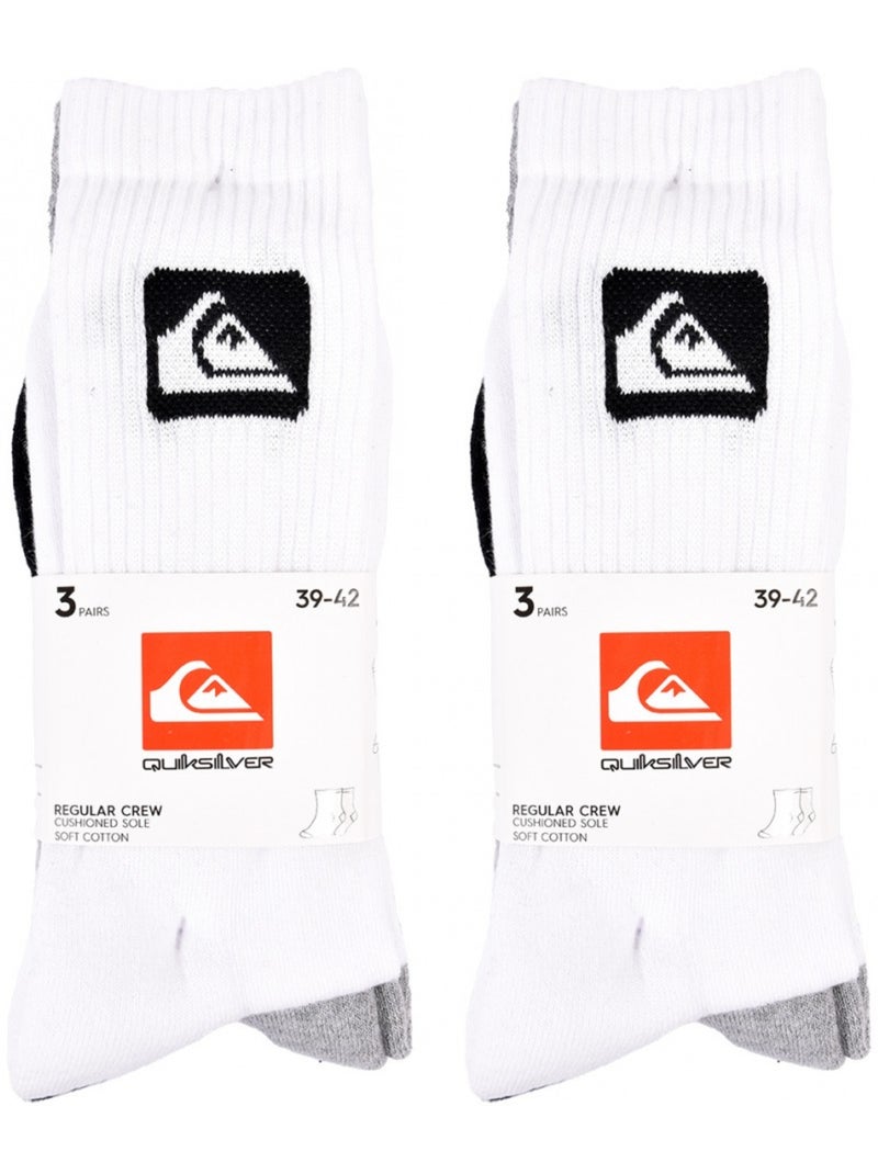 Chaussettes QUIKSILVER CUSHIONED CREW - Pack de 6 Blanc Noir Gris - Kiabi