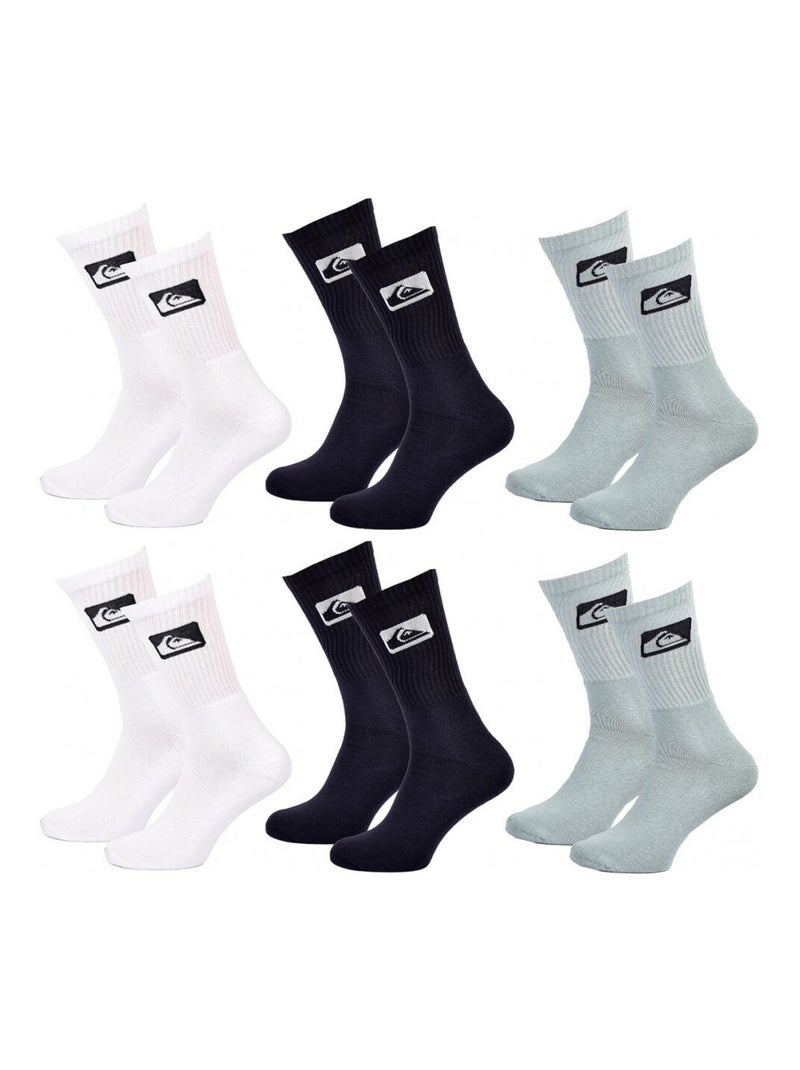 Chaussettes QUIKSILVER CUSHIONED CREW - Pack de 6 Multicolore - Kiabi