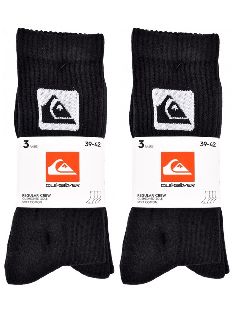 Chaussettes QUIKSILVER CUSHIONED CREW - Pack de 6 Noir - Kiabi