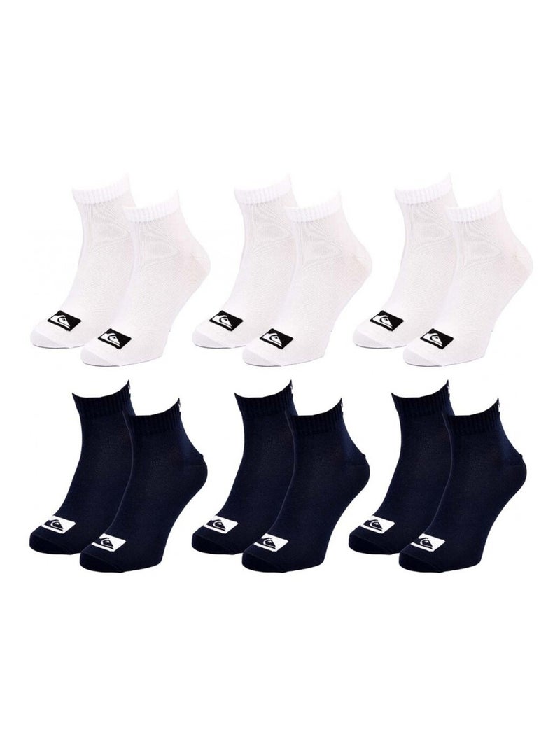 Chaussettes QUIKSILVER QUARTER - Pack de 6 Blanc Noir - Kiabi