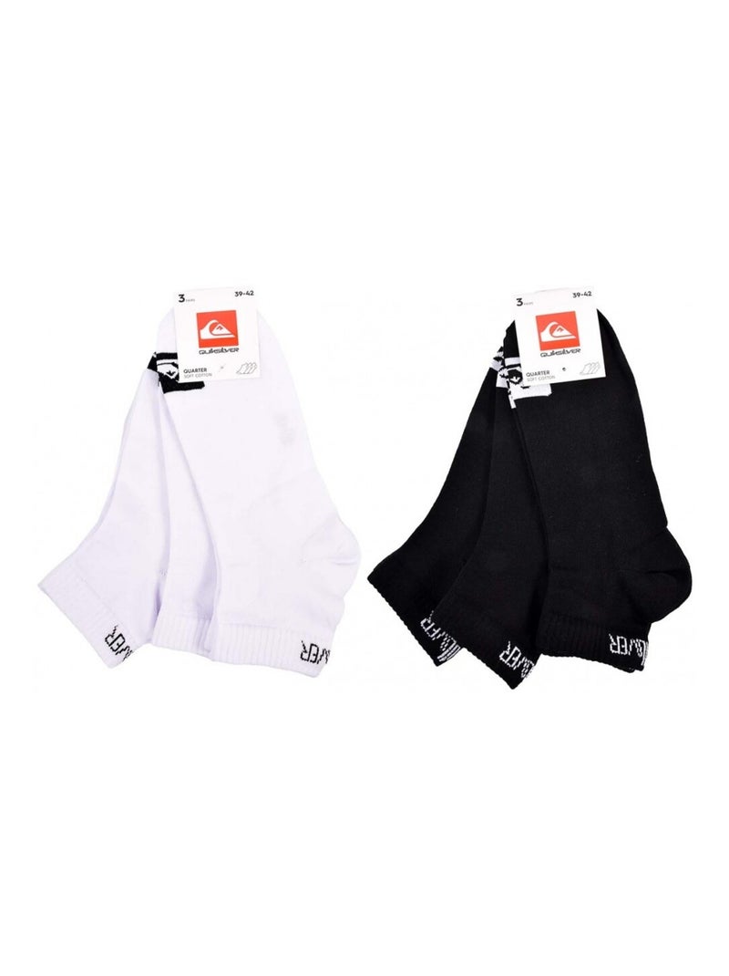 Chaussettes QUIKSILVER QUARTER - Pack de 6 Blanc Noir - Kiabi