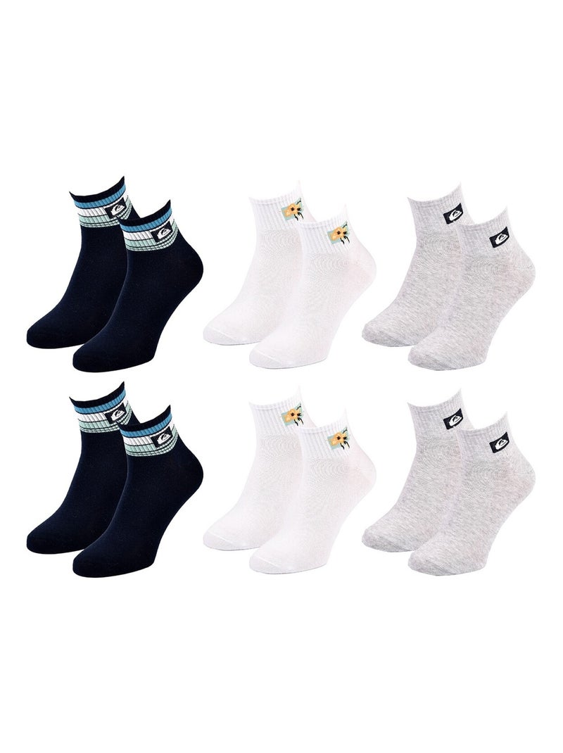 Chaussettes QUIKSILVER QUARTER - Pack de 6 Bleu Gris Blanc - Kiabi