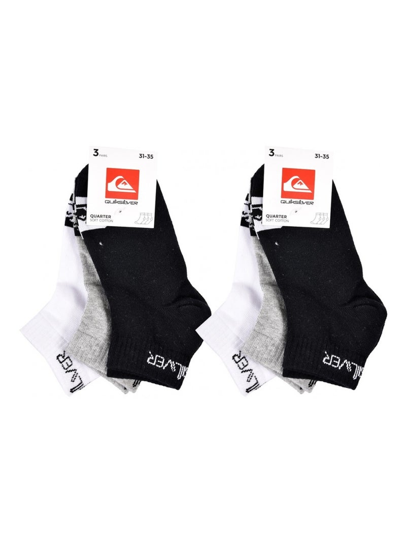 Chaussettes QUIKSILVER QUARTER - Pack de 6 Gris Blanc Noir - Kiabi