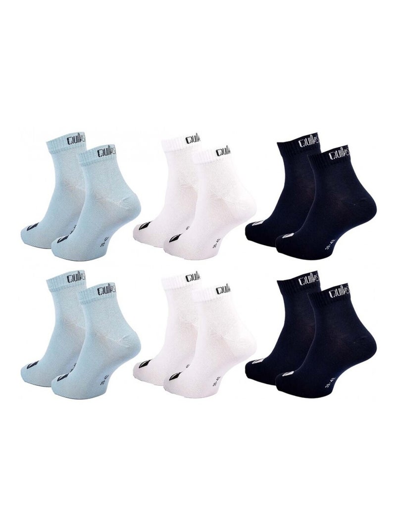 Chaussettes QUIKSILVER QUARTER - Pack de 6 Noir Blanc Bleu - Kiabi