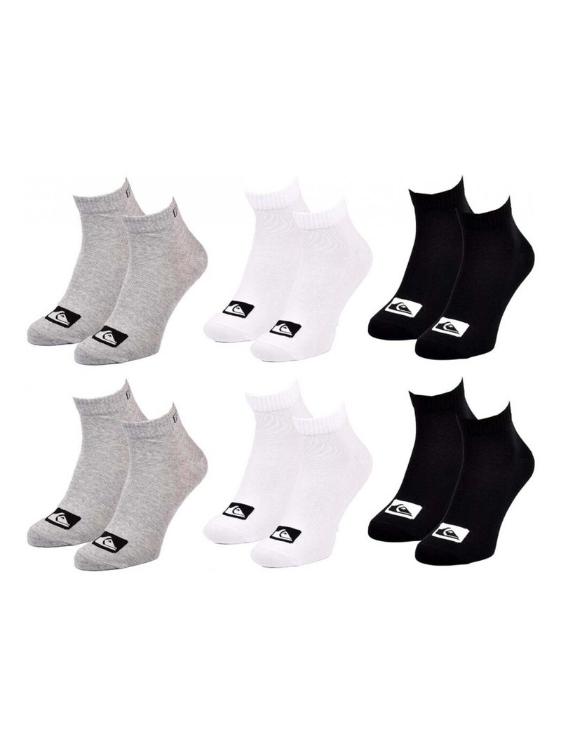 Chaussettes QUIKSILVER QUARTER - Pack de 6 Noir Gris Blanc - Kiabi
