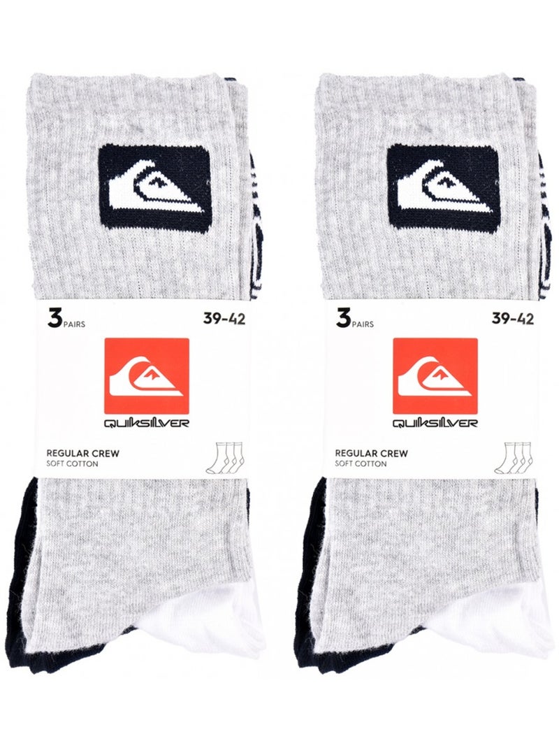 Chaussettes QUIKSILVER REGULAR CREW - Pack de 6 Gris Blanc Noir - Kiabi