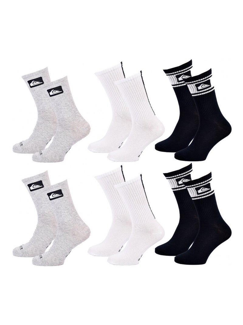 Chaussettes QUIKSILVER REGULAR CREW - Pack de 6 Multicolore - Kiabi