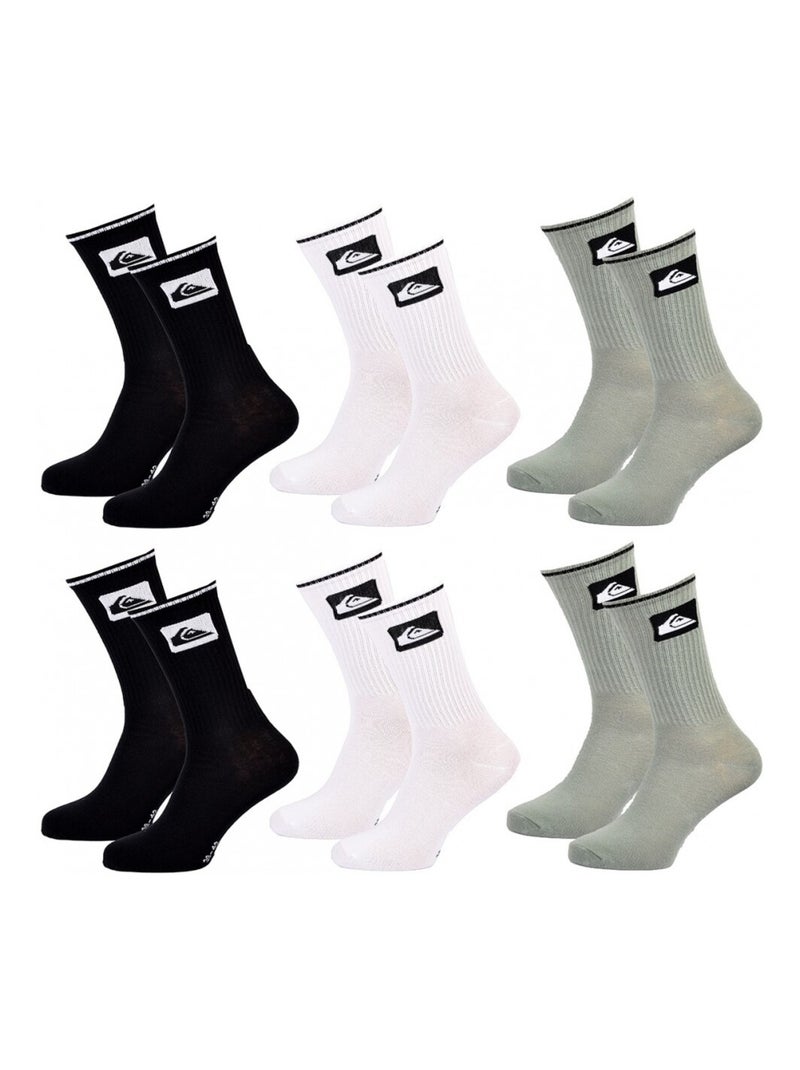 Chaussettes QUIKSILVER REGULAR CREW - Pack de 6 Noir Vert Blanc - Kiabi