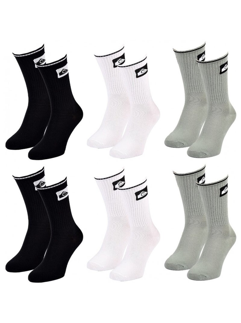 Chaussettes QUIKSILVER REGULAR CREW - Pack de 6 Noir Vert Blanc - Kiabi