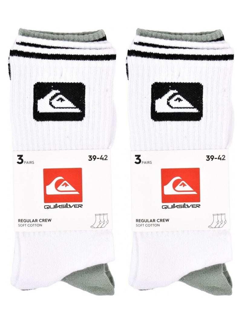 Chaussettes QUIKSILVER REGULAR CREW - Pack de 6 Noir Vert Blanc - Kiabi