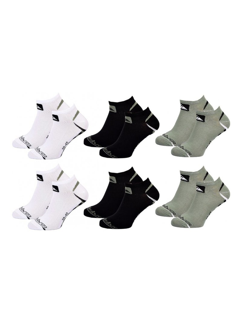 Chaussettes QUIKSILVER SNEAKER - Pack de 6 Blanc / Noir / Vert - Kiabi