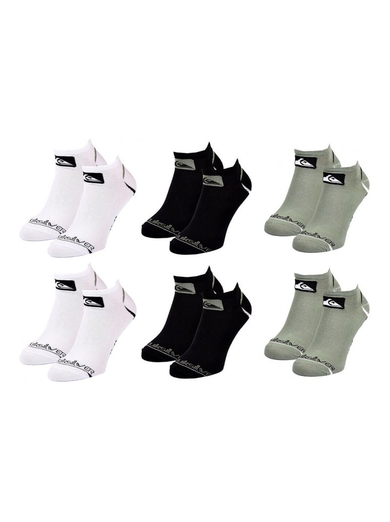 Chaussettes QUIKSILVER SNEAKER - Pack de 6 Blanc / Noir / Vert - Kiabi