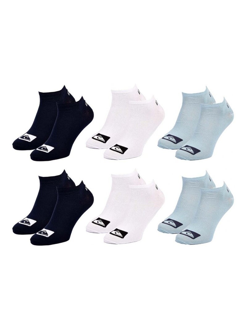 Chaussettes QUIKSILVER SNEAKER - Pack de 6 Noir Blanc Bleu - Kiabi