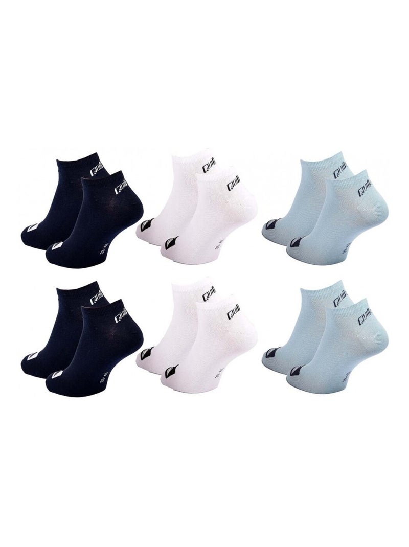 Chaussettes QUIKSILVER SNEAKER - Pack de 6 Noir Blanc Bleu - Kiabi
