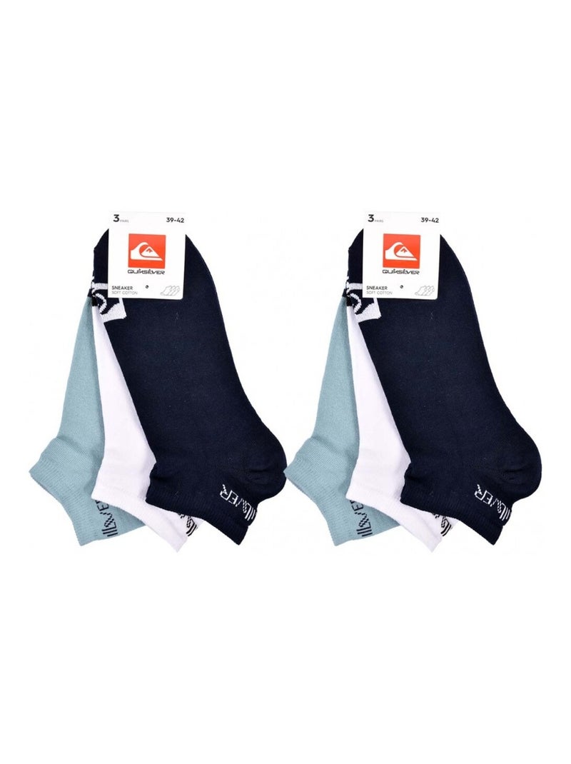 Chaussettes QUIKSILVER SNEAKER - Pack de 6 Noir Blanc Bleu - Kiabi