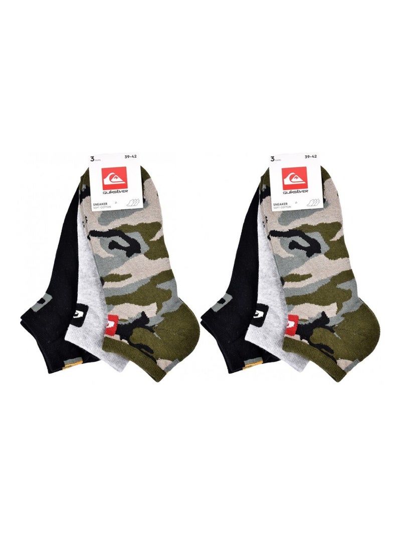 Chaussettes QUIKSILVER SNEAKER - Pack de 6 Noir Vert clair Blanc - Kiabi