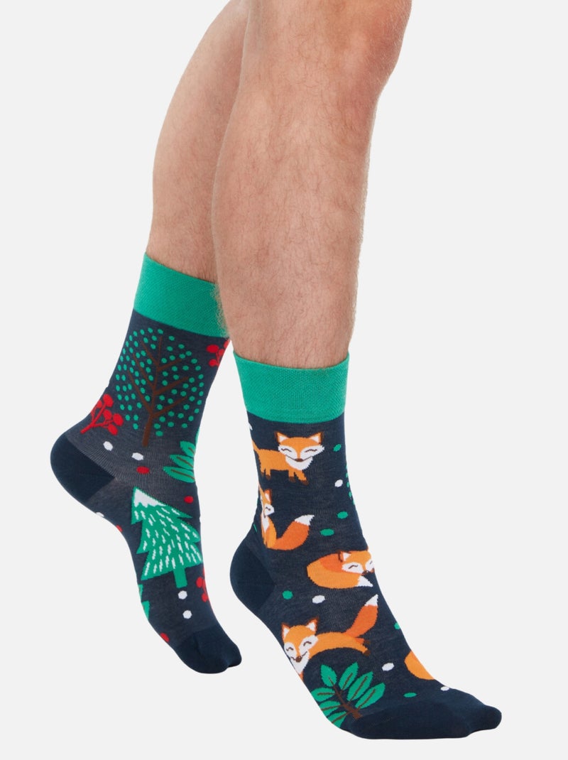 Chaussettes Renards Roux Blanc Bleu marine - Kiabi
