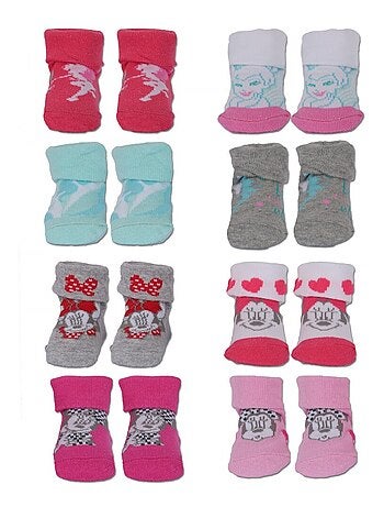 Chaussettes revers bébé naissance Disney lot de 8