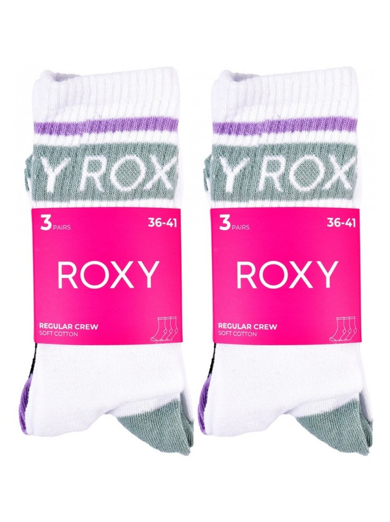 Chaussettes ROXY REGULAR CREW - Pack de 6 Blanc Noir Blanc - Kiabi