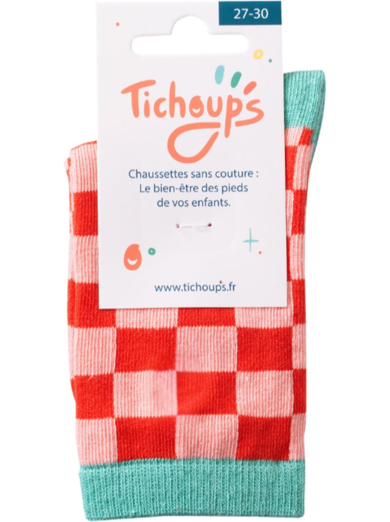 Chaussettes sans couture damier Rouge - Kiabi