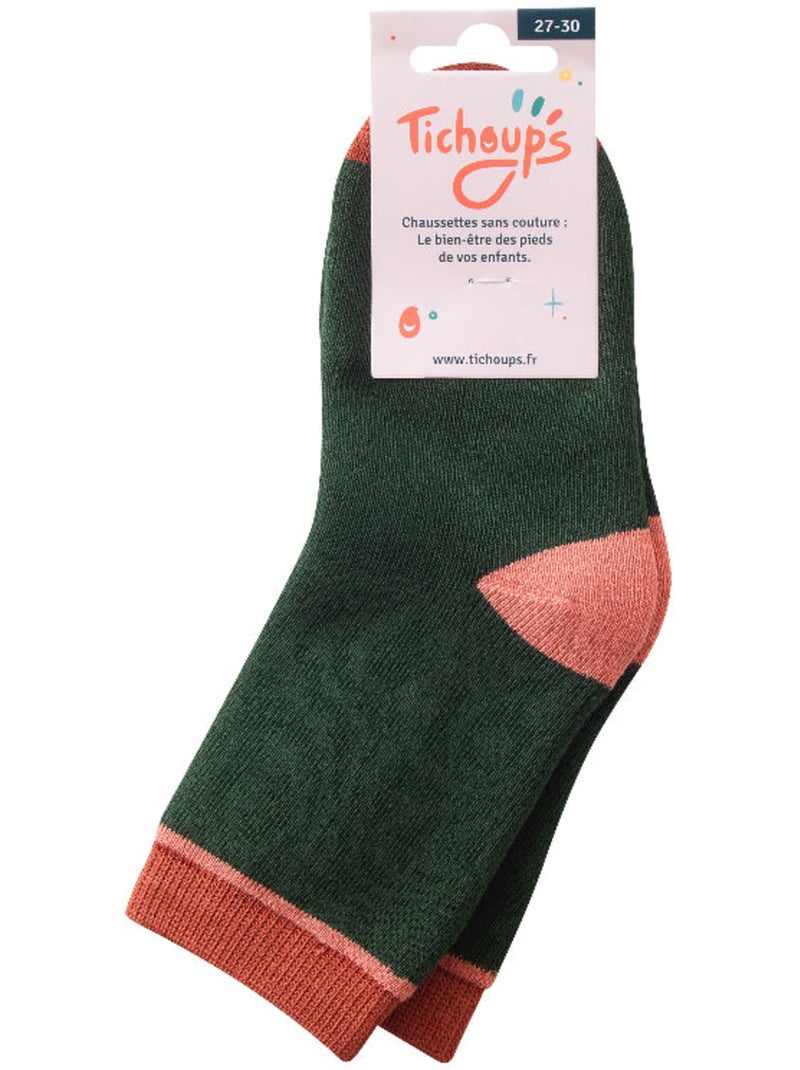 Chaussettes sans couture unies Vert foncé - Kiabi