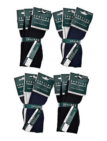 Chaussettes sans élastique femme Spécial Jambes sensibles - Pack de 12