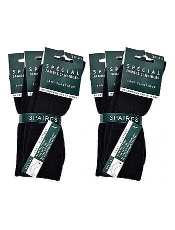 Chaussettes sans élastique femme Spécial Jambes sensibles - Pack de 6
