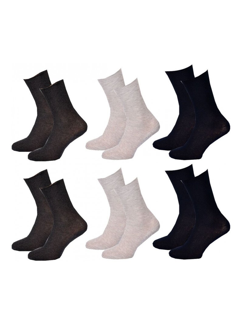Chaussettes sans élastique femme Spécial Jambes sensibles - Pack de 6 Noir Gris anthracite Bleu - Kiabi