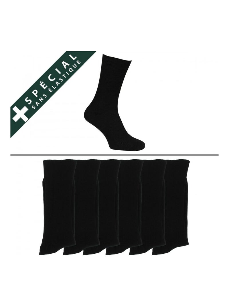 Chaussettes sans élastique homme lot de 6 Noir - Kiabi