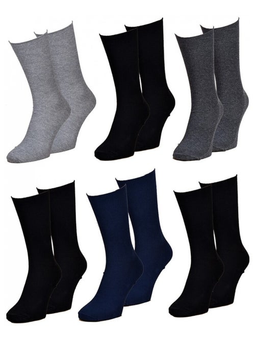 Chaussettes sans élastique homme Spécial Jambes sensibles - Pack de 6 - Kiabi
