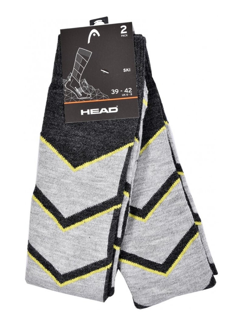 Chaussettes SKI HEAD PERFORMANCE - Pack de 2 Gris Jaune Gris - Kiabi