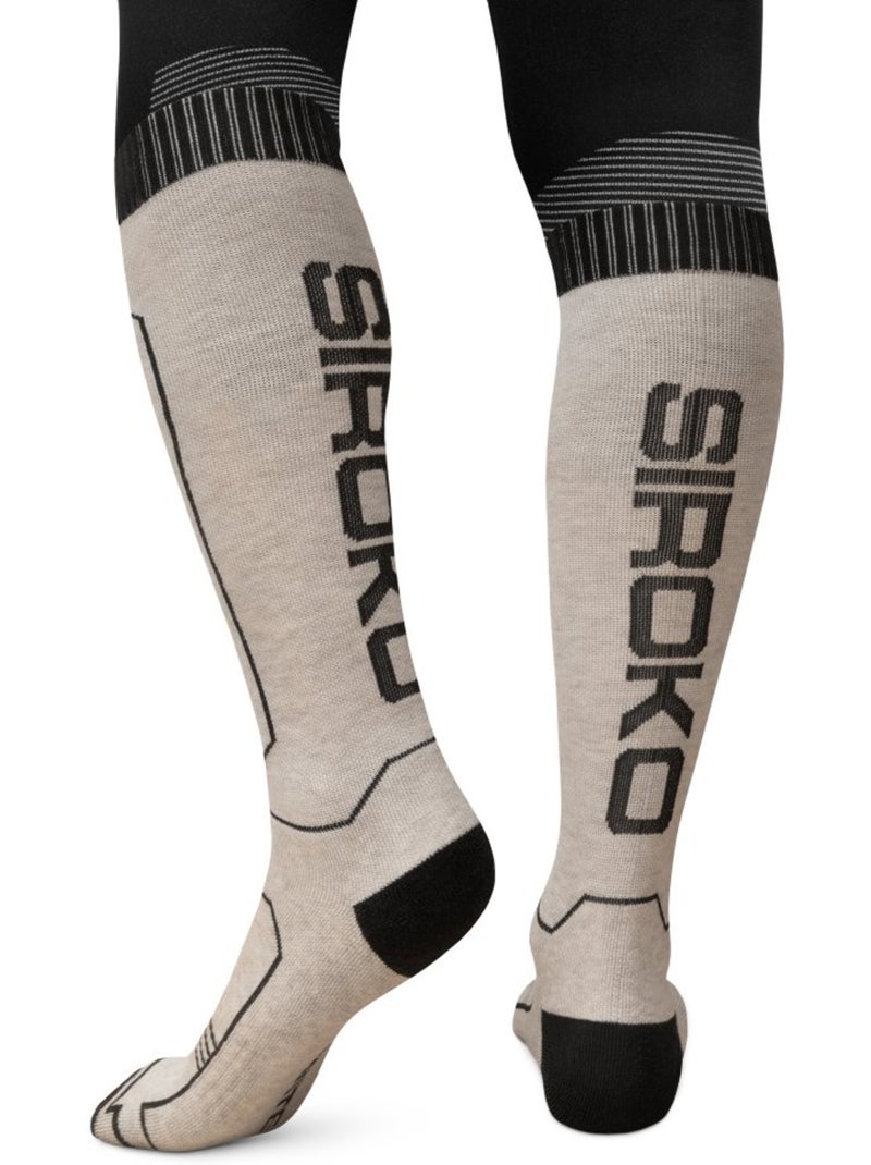 Chaussettes ski laine sports d'hiver homme et femme srx glide sand Beige - Kiabi