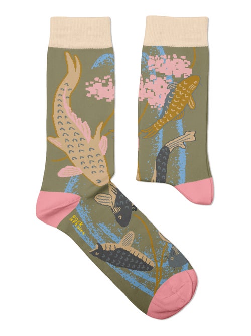 Chaussettes Sock Affairs Carpes Nageant, Tsukioka Yoshitoshi - Kiabi