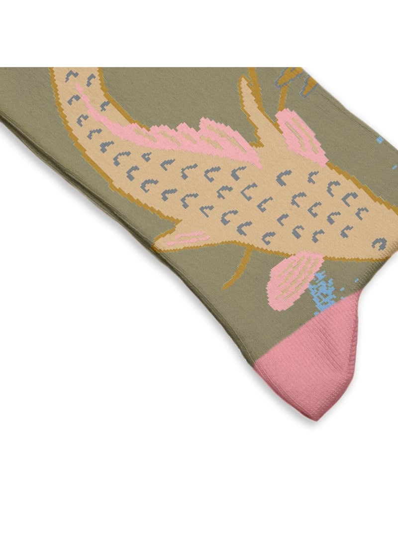 Chaussettes Sock Affairs Carpes Nageant, Tsukioka Yoshitoshi Vert - Kiabi