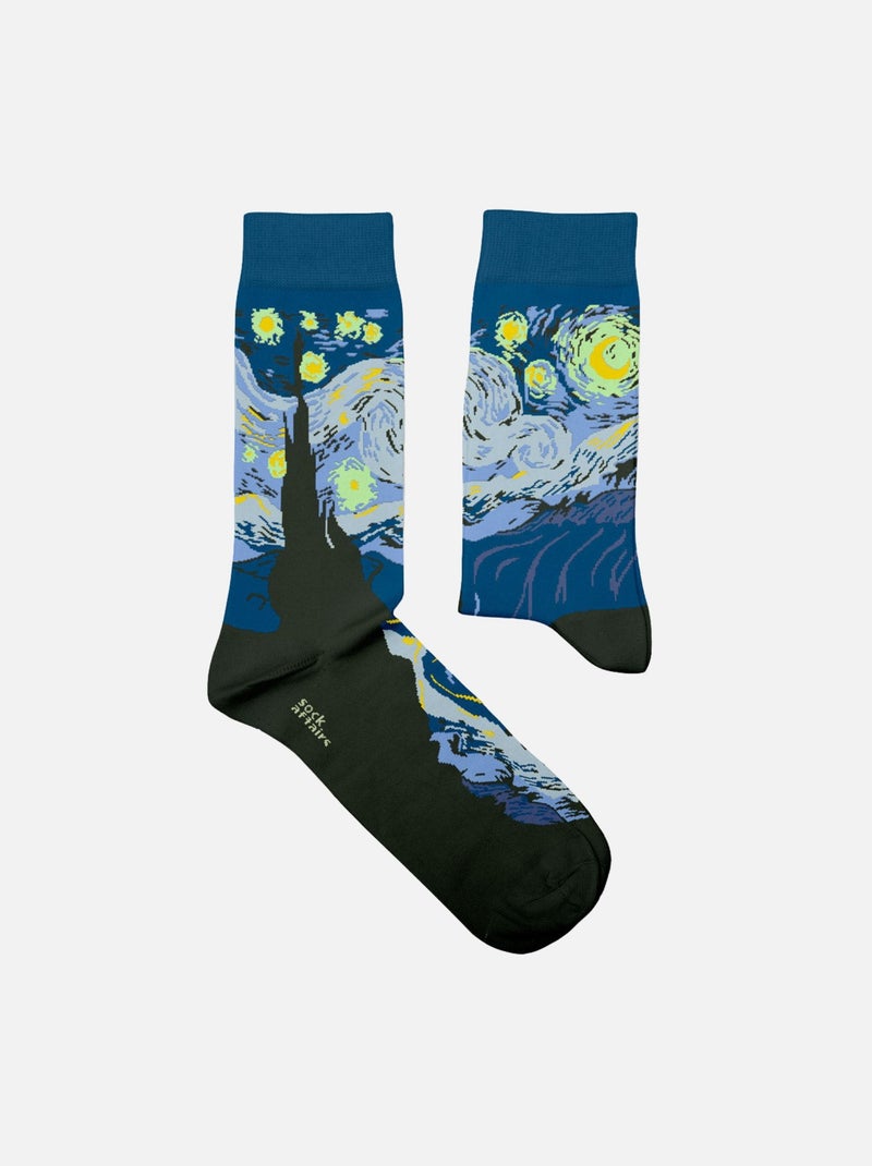 Chaussettes Sock Affairs  La Nuit Étoilée, Van Gogh (Redessinées) Bleu foncé - Kiabi
