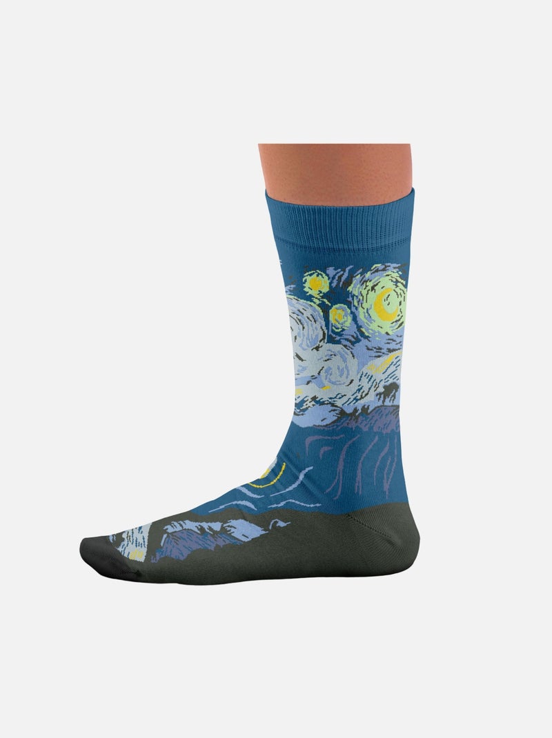 Chaussettes Sock Affairs  La Nuit Étoilée, Van Gogh (Redessinées) Bleu foncé - Kiabi