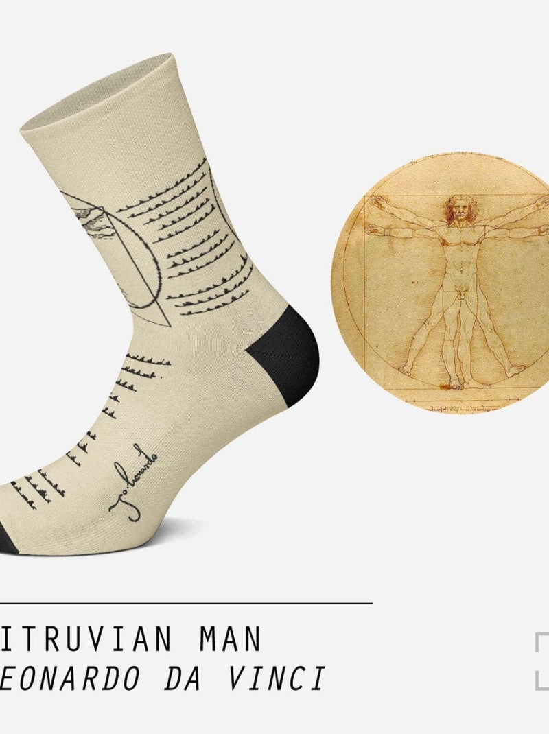 Chaussettes Sock Affairs L’Homme de Vitruve, Léonard de Vinci Blanc - Kiabi